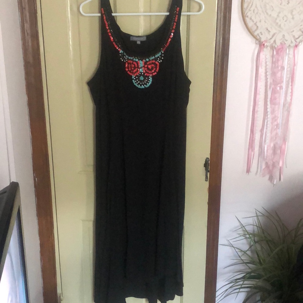 Ny collection XL black dress with beaded neckline